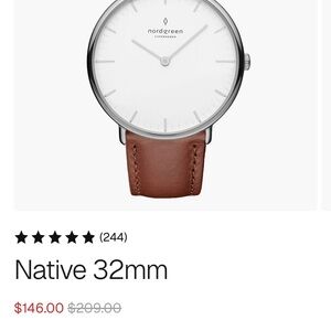 Native 32mm Brown Leather Watch